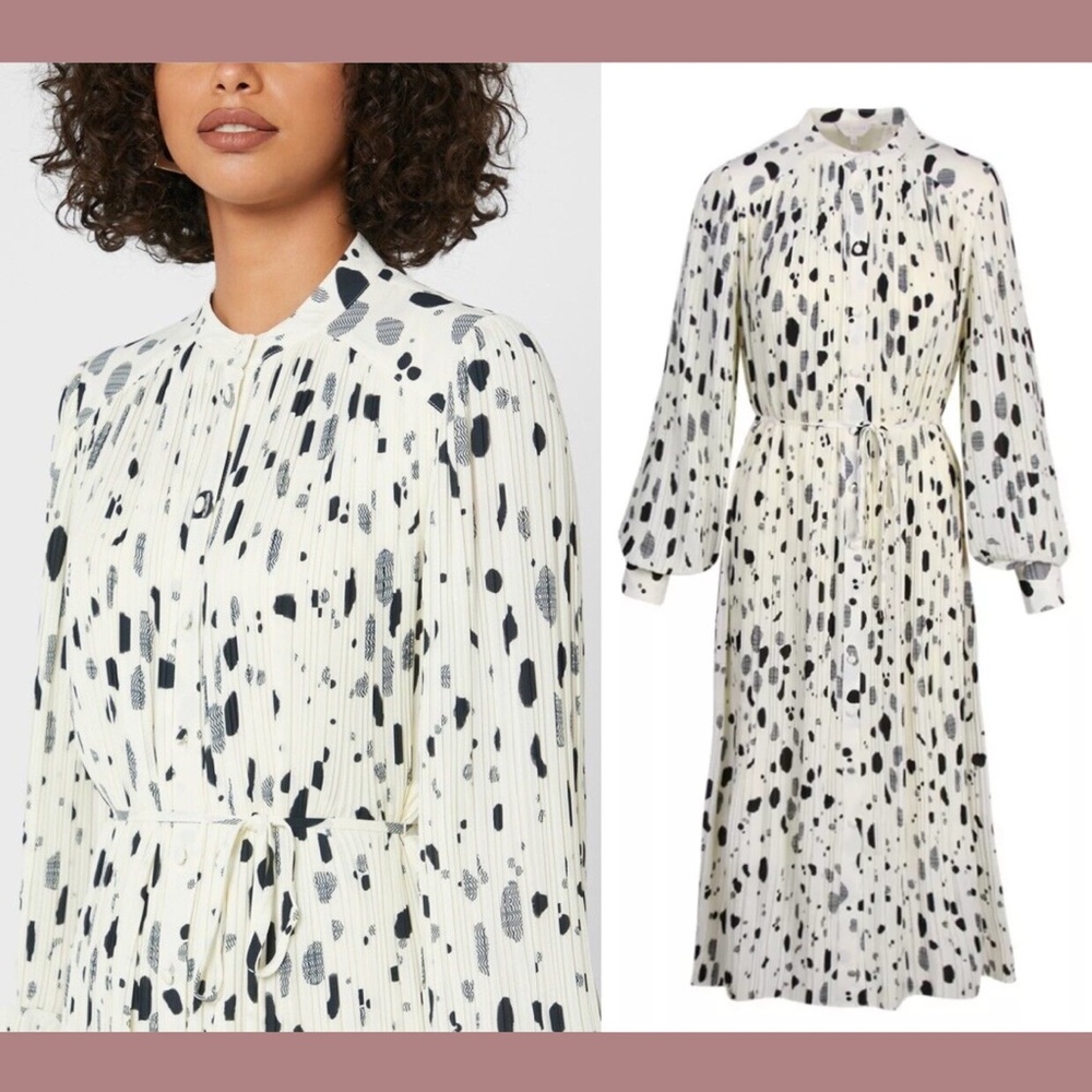 Ted Baker Suzzyy Plisse Midi Shirt Dress, XS